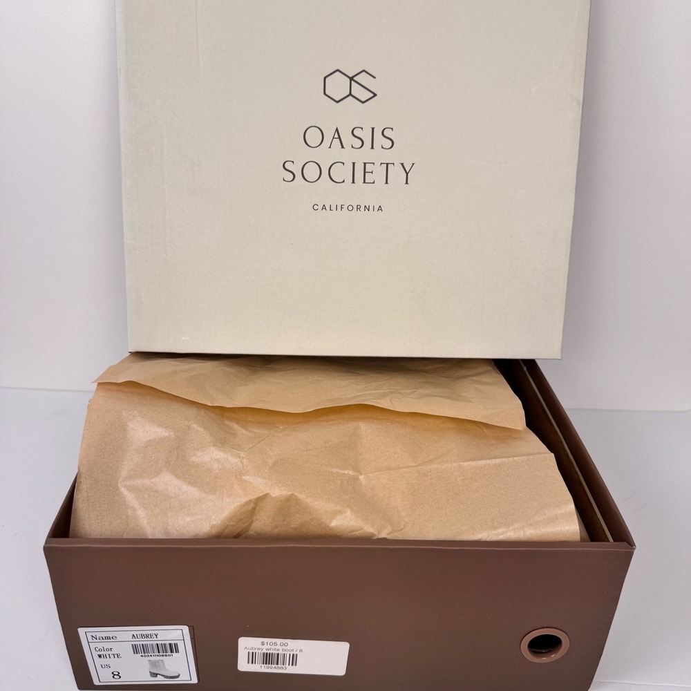 Oasis Society Aubrey Boot Women 8 White Platform Lug Sole Ankle Block Heel - Picture 7 of 14